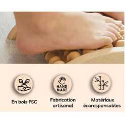 Masseur de Pied en Bois - Rouleau de Massage Drainage Lymphatique et Relaxation